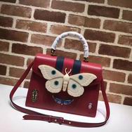 Gucci  Leather top handle bag with moth red