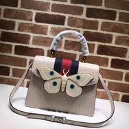 Gucci  Leather top handle bag with moth white