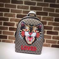 Gucci Angry Cat print GG backpack