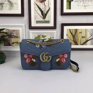 Gucci GG Marmont matelasse shoulder bag Denim Fabric with flowers 