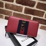 Gucci Sylvie leather zip around wallet red 