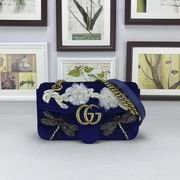 Gucci GG Marmont embroidered velvet mini bag cobalt blue chevron velvet