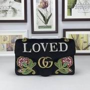 Gucci GG Marmont embroidered velvet bag black chevron velvet 