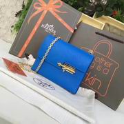 Hermes mini Chevre verrou shoulder Bag in blue with gold metal or silver metal 