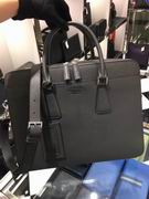 Prada dark gray Saffiano Cuir leather briefcase FOR MAN