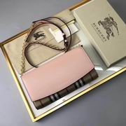 Burberry House Check and Leather Wallet with Chain pink