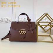 Gucci GG Marmont leather top handle bag brown 