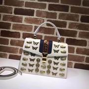 Gucci Sylvie  animal studs medium top handle bag white