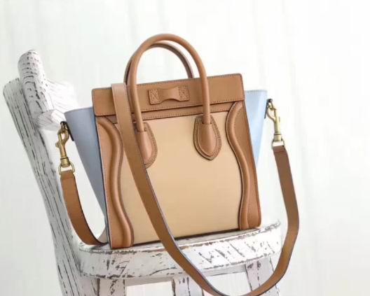  Celine LUGGAGE BAG IN MULTICOLOUR BROWN,APRICOT,LIGHT BLUE