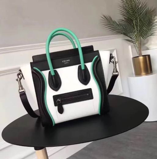  Celine micro luggage bag in natural calfskin black ,white,green