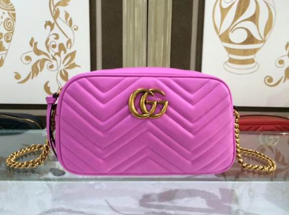  Gucci GG Marmont matelasse shoulder bag pink leather
