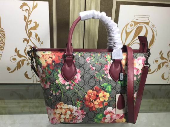  Gucci Soft GG Red Blooms tote