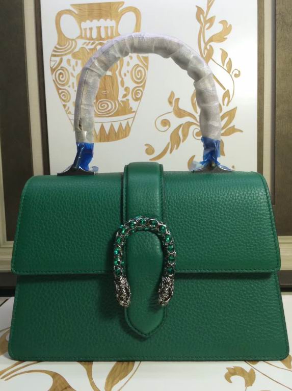  Gucci Dionysus leather top handle bag green