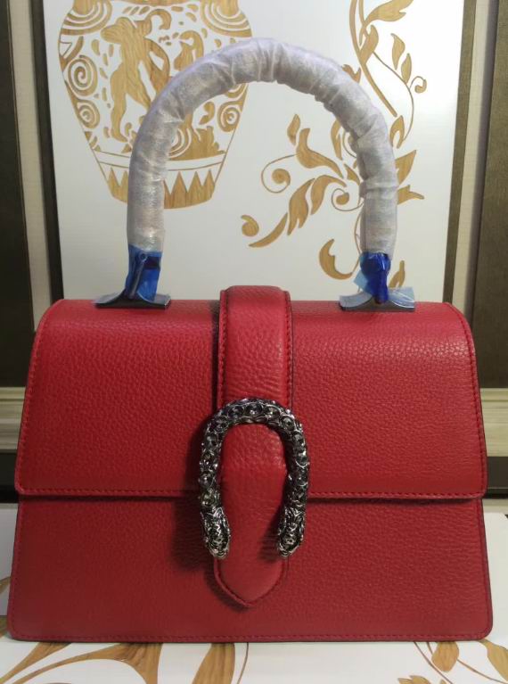  Gucci Dionysus leather top handle bag red