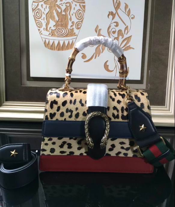 Gucci Dionysus leopard print top handle bag leopard print calf hair