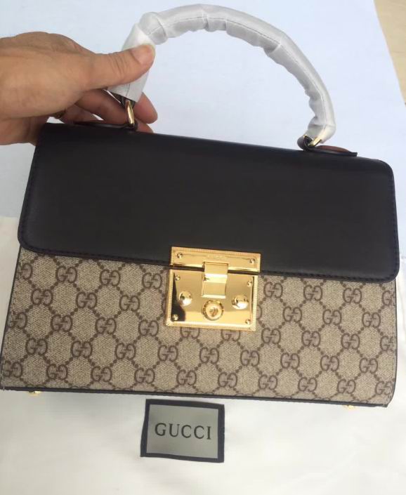  Gucci Padlock GG Supereme top handle bag
