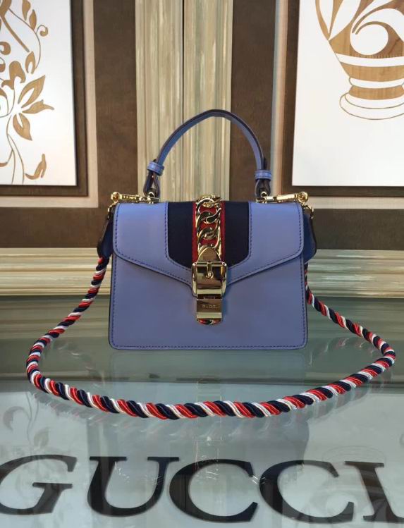  Gucci Sylvie leather mini bag blue