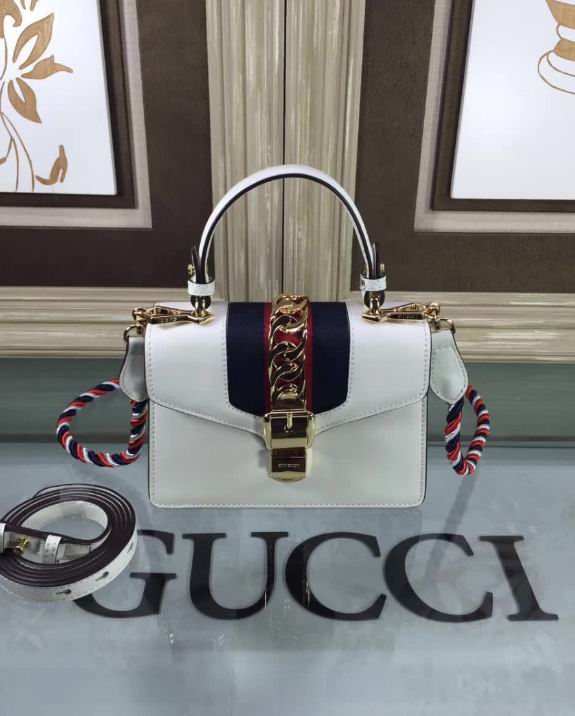  Gucci Sylvie leather mini bag white
