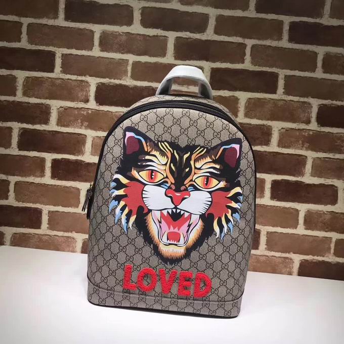  Gucci Angry Cat print GG backpack