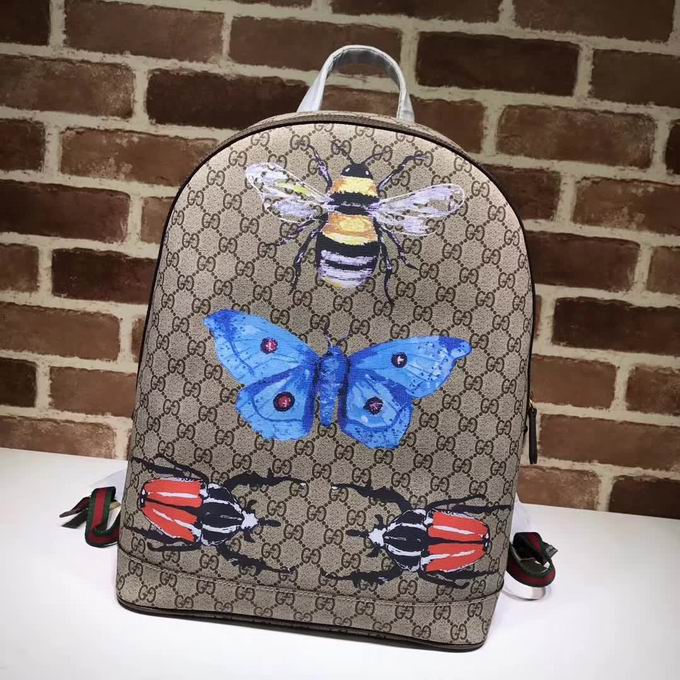  Gucci Blue Butterfly print GG backpack