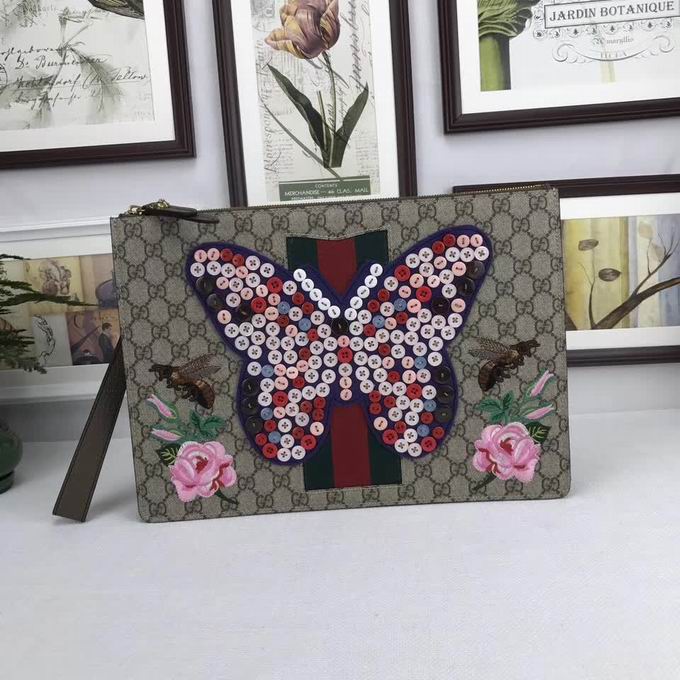  Gucci Butterfly GG supreme pouch