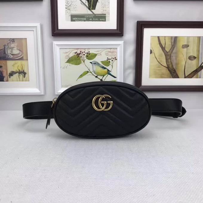  Gucci GG Marmont matelasse leather belt bag black