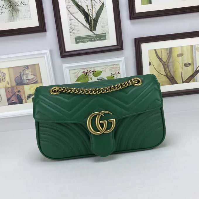  Gucci GG Marmont matelasse shoulder bag Green leather