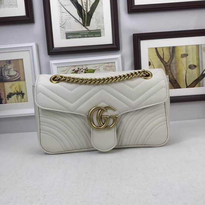  Gucci GG Marmont matelasse shoulder bag White leather