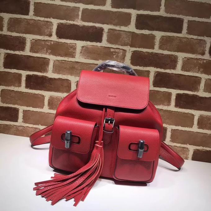  Gucci new style  calf leather backpack red