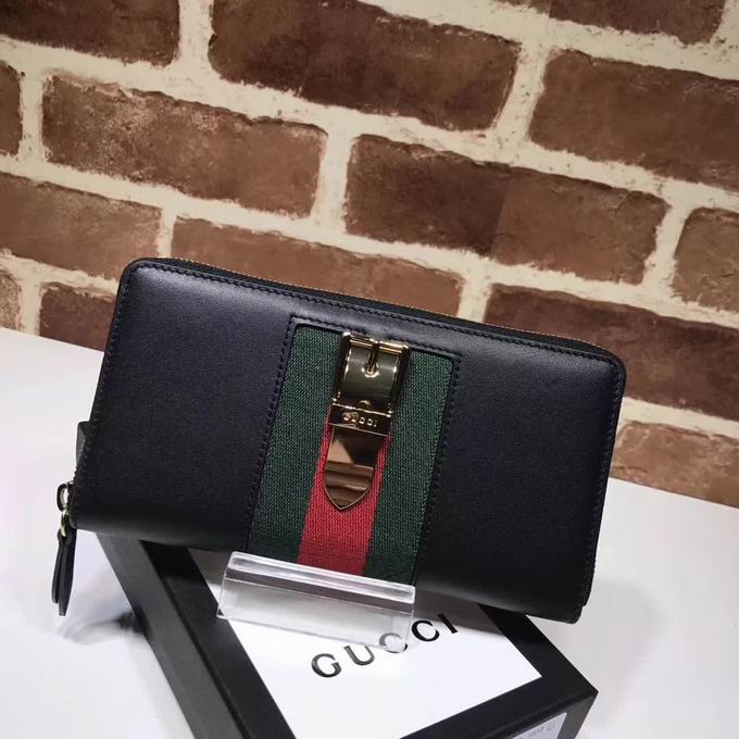  Gucci Sylvie leather zip around wallet black