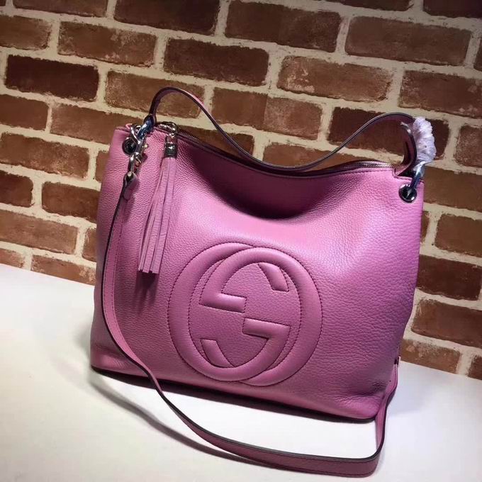  Gucci Embossed GG leather hobo rose