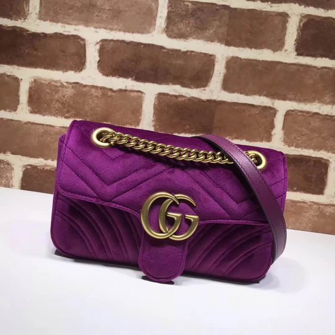  Gucci GG Marmont Chevron velvet shoulder bag purple chevron velvet