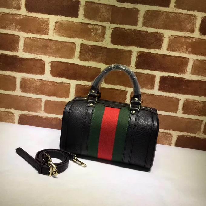  Gucci leather top handle bag black leather