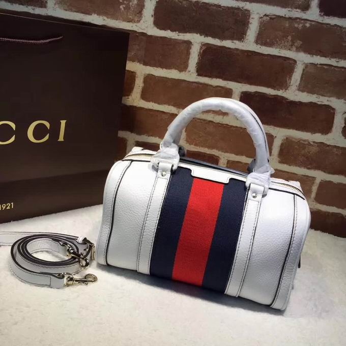  Gucci leather top handle bag white leather