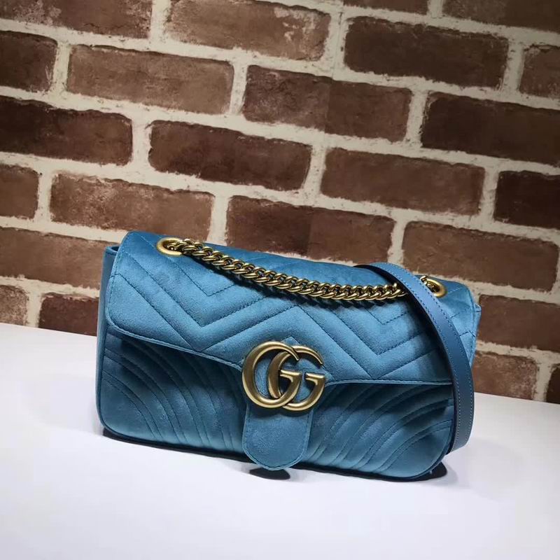  Gucci GG Marmont Chevron velvet shoulder bag light blue chevron velvet