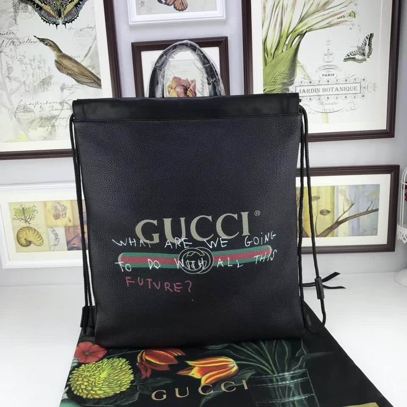  Gucci new styl black leather tote