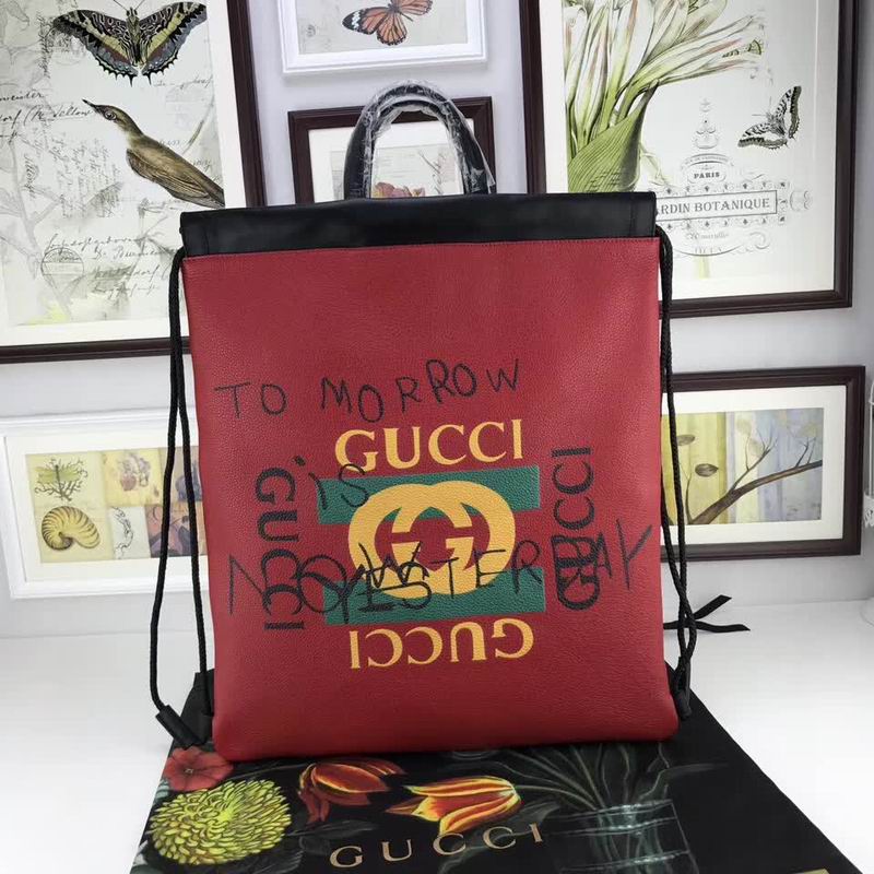  Gucci new styl red leather tote