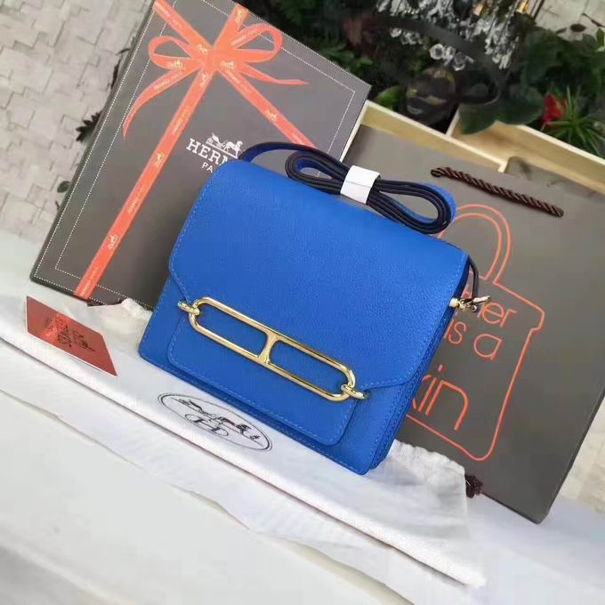  Hermes small roulis Bags in BLUE with gold metal