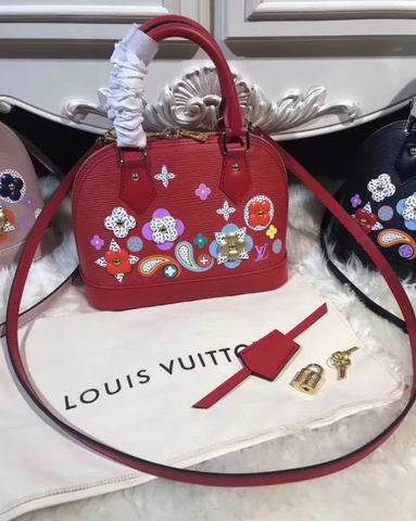  Louis Vuitton Printed and embossed Epi leather with leather red ALMA BB