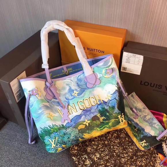  Louis Vuitton colored drawing tote purple leather
