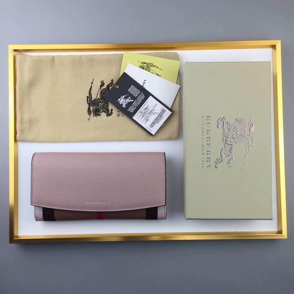  Burberry House Check And Leather Continental Wallet light purple