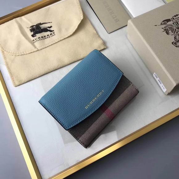  Burberry House Check and Leather Wallet blue