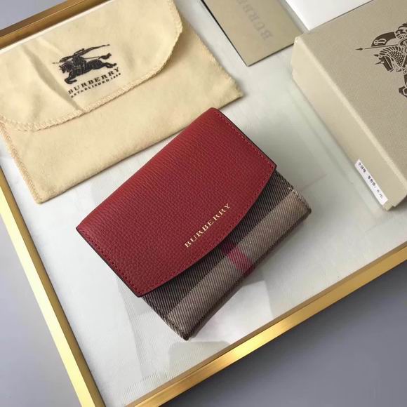  Burberry House Check and Leather Wallet red