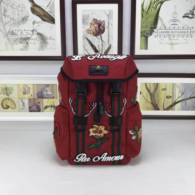  Gucci Backpack with embroidery red techno canvas
