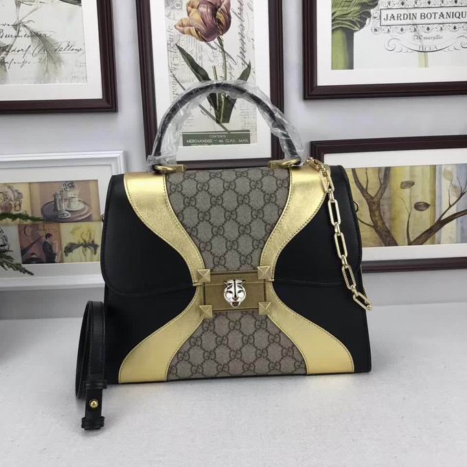  Gucci GG Supreme and leather top handle bag