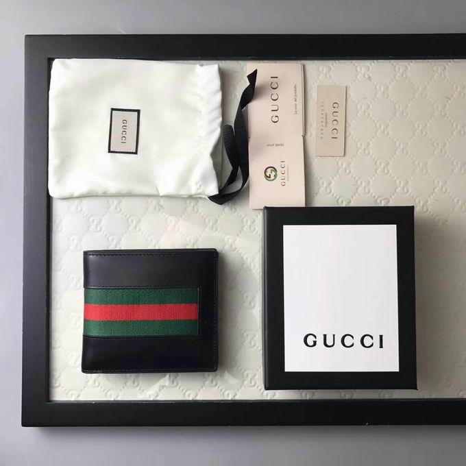  Gucci Web leather wallet black