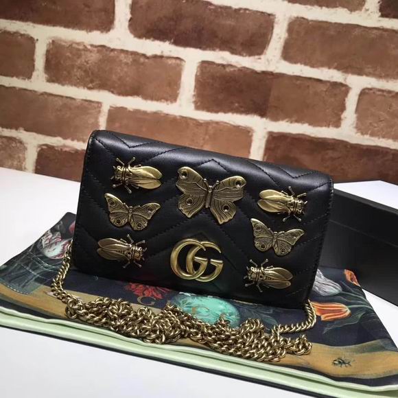  Gucci GG Marmont animal studs mini bag black