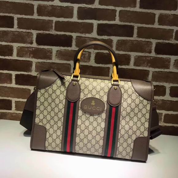  Gucci Soft GG Supreme duffle bag with Web brown