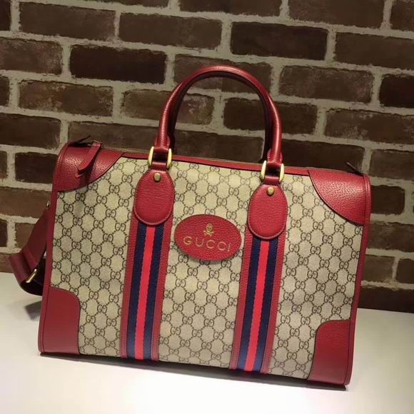  Gucci Soft GG Supreme duffle bag with Web red
