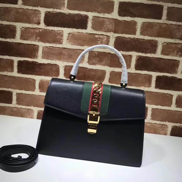  Gucci Sylvie medium top handle bag black